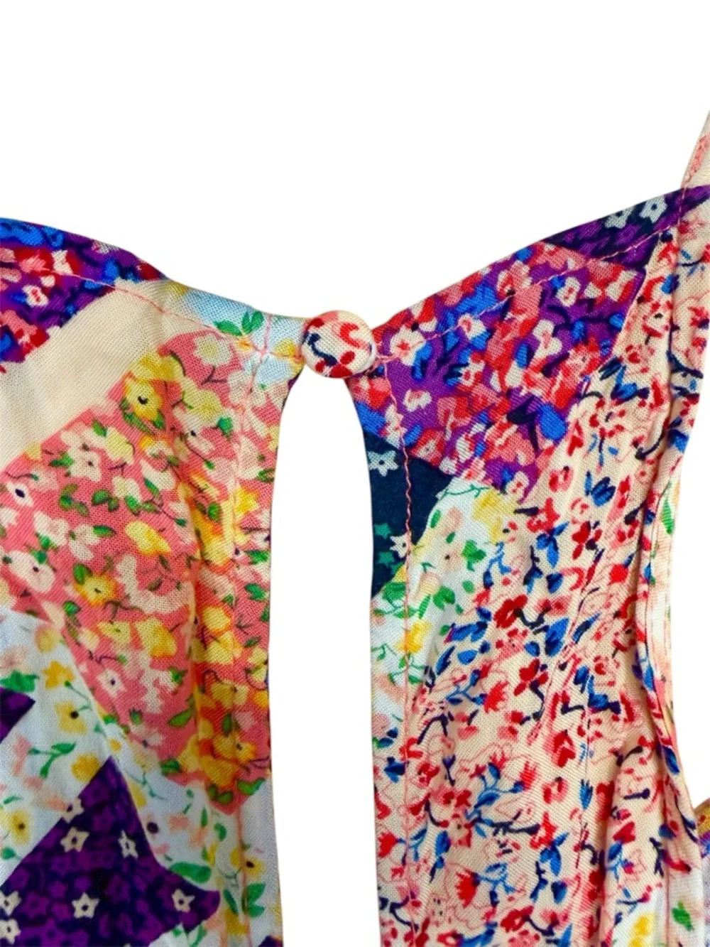 Colorful Sundress Side Slits Floral Slip Maxi Dress- Feminine, Hippie Boho S/M - Picture 8 of 11